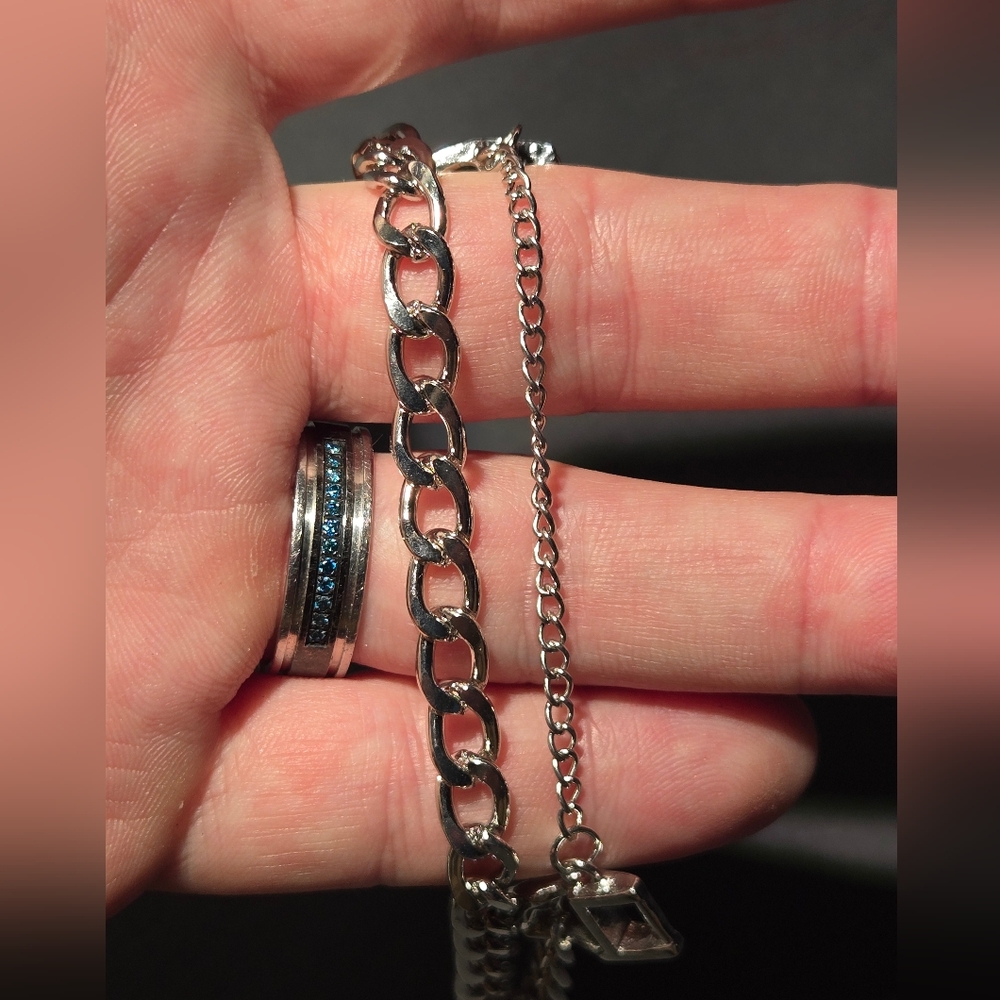 Silver Cuban link bracelet...24115